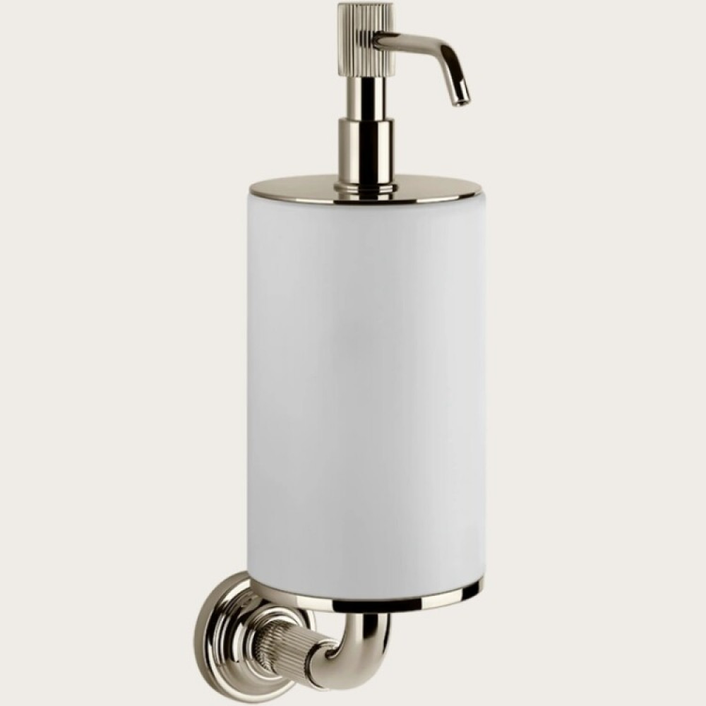 Дозатор для жидкого мыла, Gessi, VENTI20, шгв 75*136*254, цвет дозатора-Nickel PVD/белый