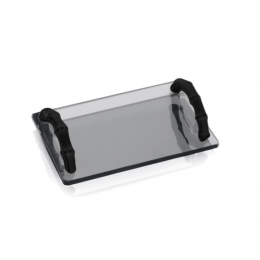 Поднос, Bertocci, Guccio, шгв 220*40*140, с бамбуковыми ручками, цвет-серый/черный матовый