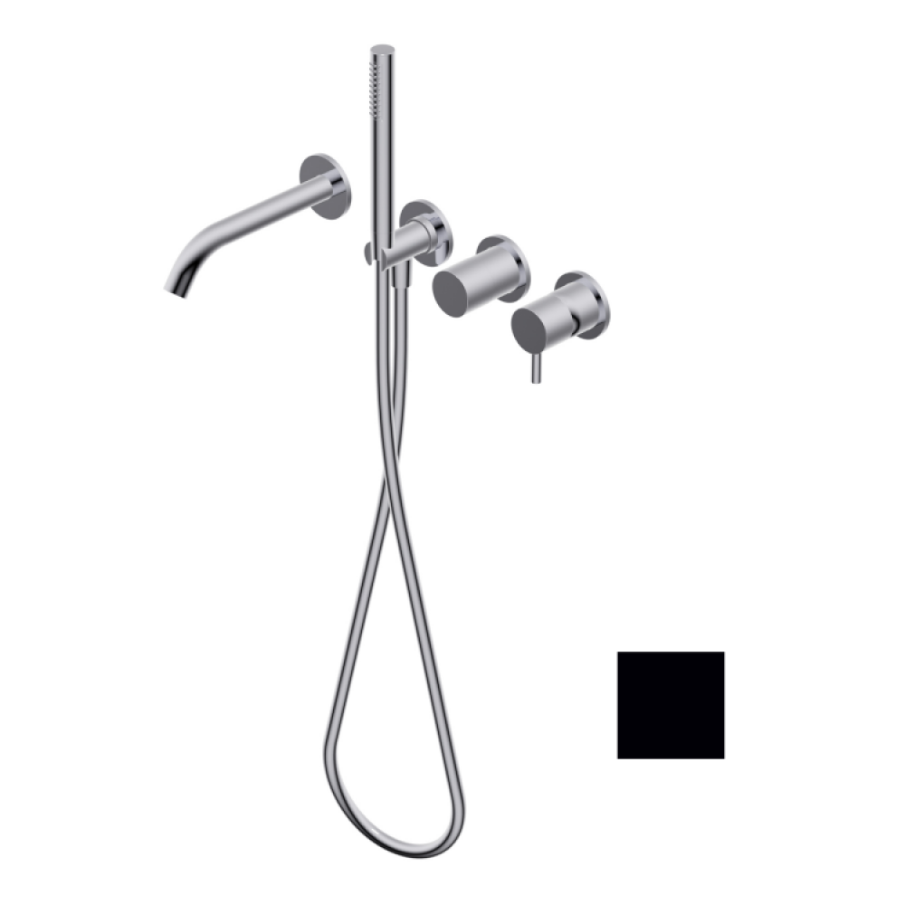 Смеситель для ванны и душа, Ritmonio, Diametro35 S, на 2/3 потребителя, с поворотным переключателем, цвет-черный