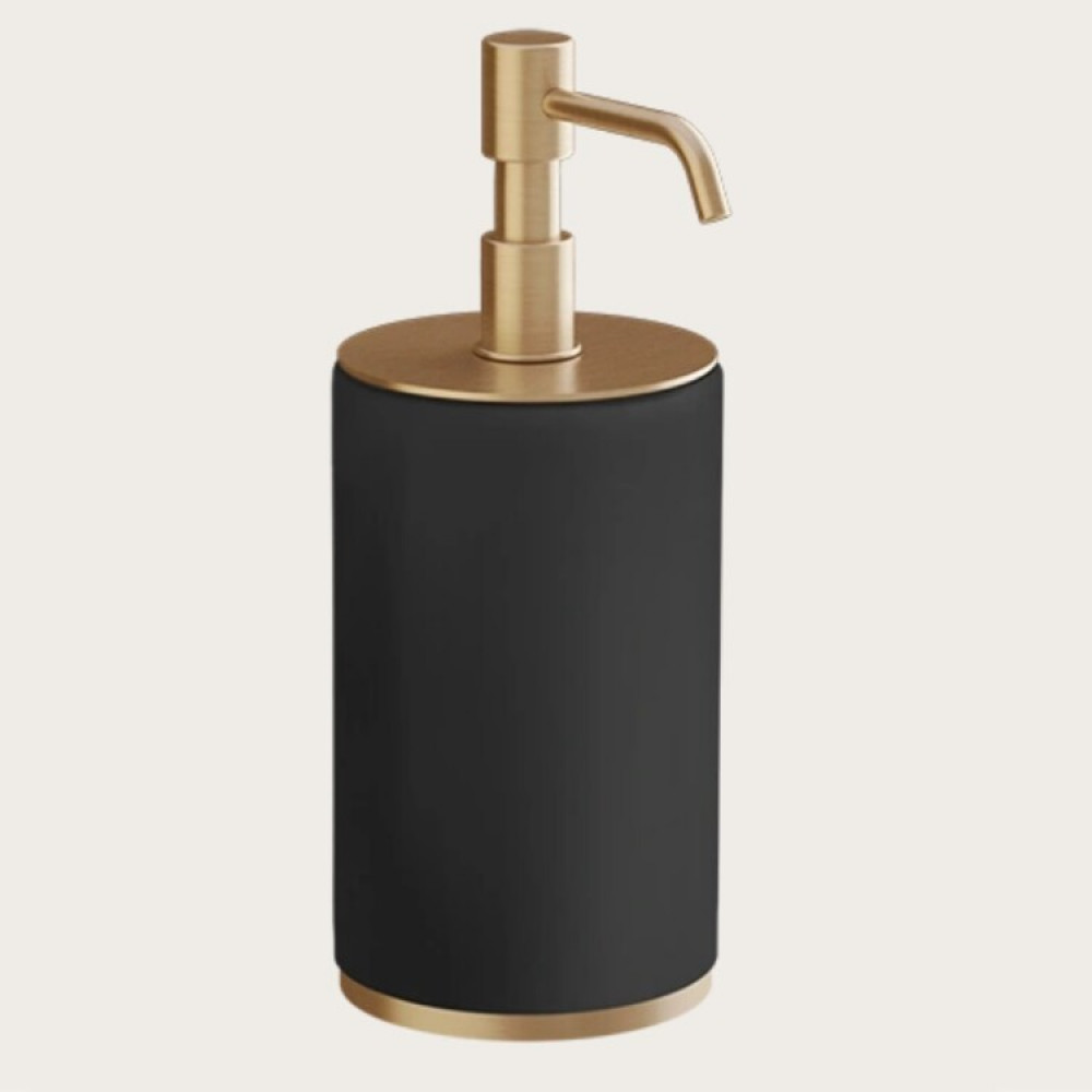 Дозатор для жидкого мыла, Gessi, Origini, шгв 75*97*199, цвет дозатора-Warm Bronze Brushed PVD/чёрный