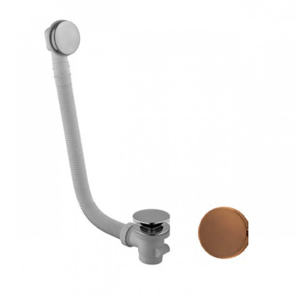 Слив-перелив, Fima Carlo Frattini, Complementi Bagno, для ванны, Click-Clack, без сифона, цвет-бронза брашированная янтарная