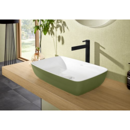 Раковина, Villeroy&Boch, Artis, шгв 580*385*130, отверстия для смесителя-отсутствуют, цвет снаружи/внутри-Sage Green/белый