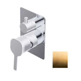 Смеситель для душа, Ritmonio, Taormina, на 2 потребителя, ручка с рычагом-PR35MC101GOX, с поворот. переключ., цвет смесителя и ручки-золото брашированное (Brus