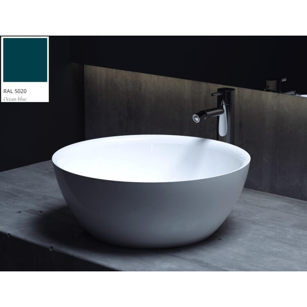 Раковина, Salini, ALDA 02, шгв 425*425*155, отверстия для смесителя-отсутствуют, цвет внутри и снаружи-RAL5020 матовый