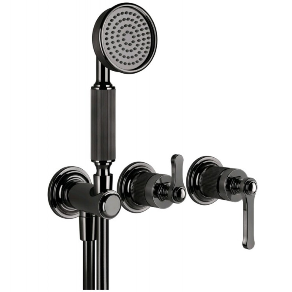 Смеситель для душа, Gessi, VENTI20, на 2 потребителя, цвет-Black Metal PVD