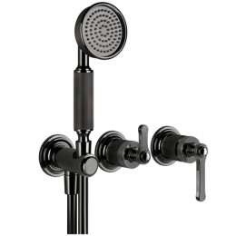 Смеситель для душа, Gessi, VENTI20, на 2 потребителя, цвет-Black Metal PVD