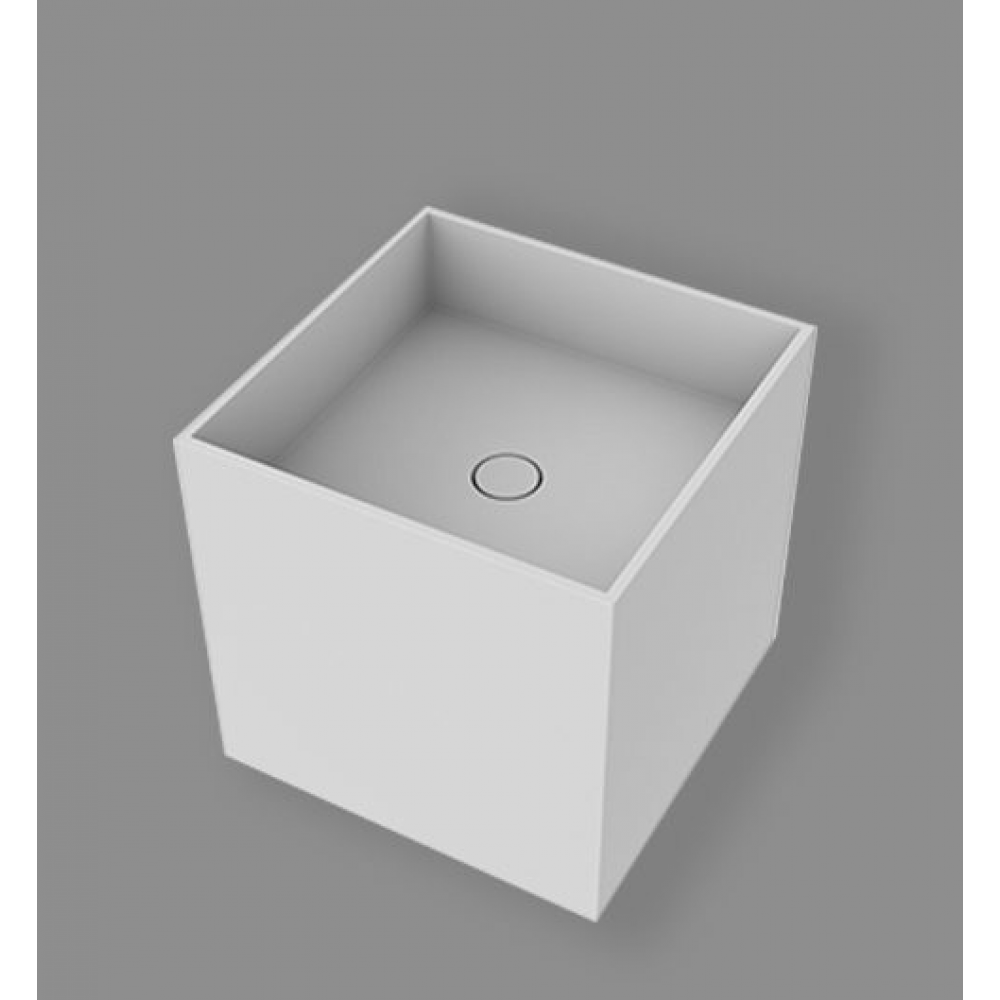 Раковина, Moma, Half Tower 2, шгв 400*400*450, отверстия для смесителя-отсутствуют, цвет-белый матовый