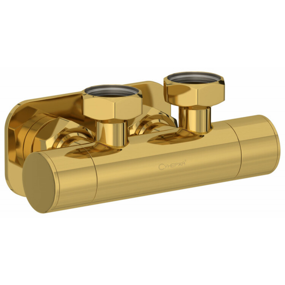 Вентиль, Сунержа, EU50, 2 х НГ G 3/4" / 2 х НГ G 3/4", угловой, скрытый, цвет-золото