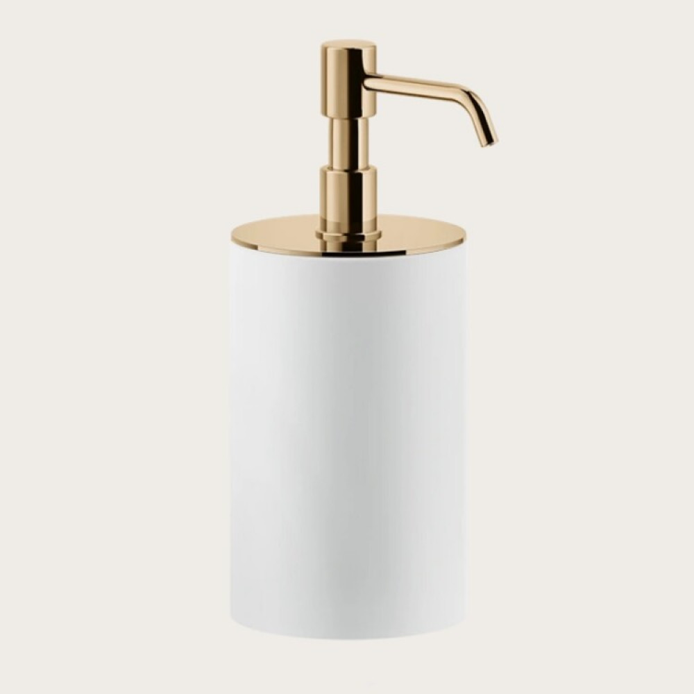 Дозатор для жидкого мыла, Gessi, Rilievo, шгв 75*97*194, цвет дозатора-Warm Bronze PVD/белый