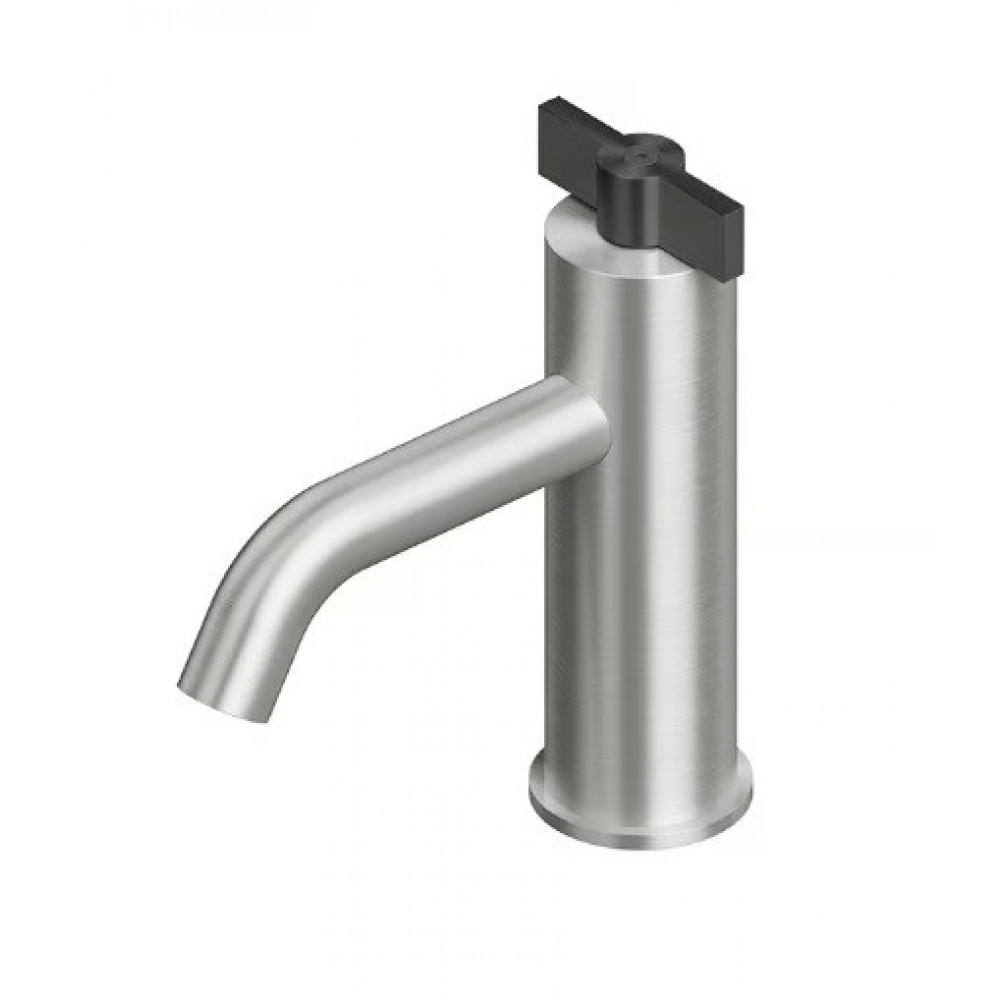 Смеситель для раковины, Quadro design, Valvola01, цвет-сталь брашированная/золото черное