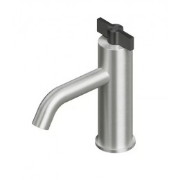 Смеситель для раковины, Quadro design, Valvola01, цвет-сталь брашированная/золото черное