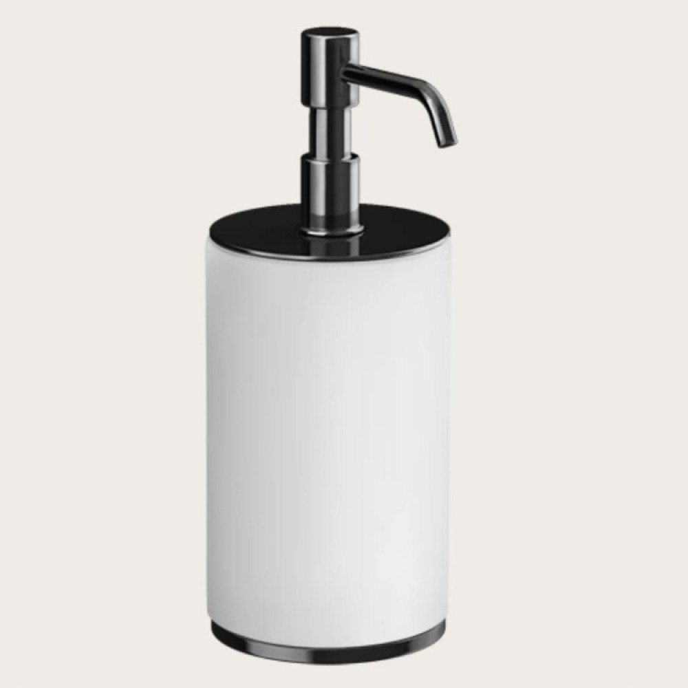 Дозатор для жидкого мыла, Gessi, Origini, шгв 75*97*199, цвет дозатора-Black Metal PVD/белый