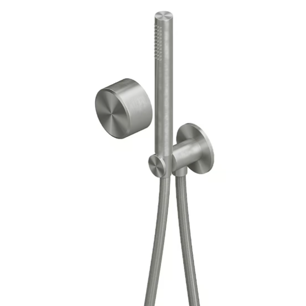 Смеситель для душа, Quadro design, Stereo, на 1 потребитель, цвет-сталь брашированная
