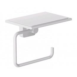 Бумагодержатель, Kludi, VELA S, шгв 139*100*122, без крышки, с полкой, цвет-белый матовый (Matt White, Bianco Opaco)