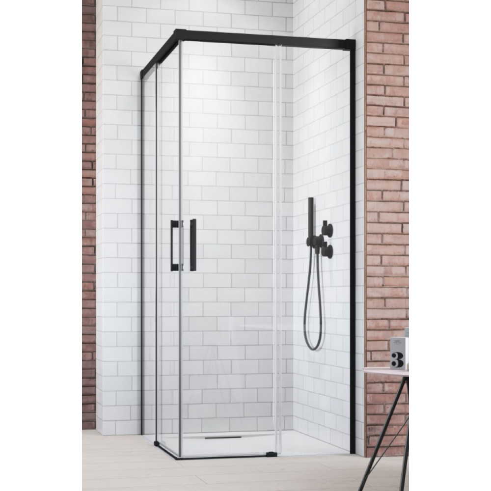 Дверь, Radaway, Idea 8 KDD, шв 1200*2005, петли-справа, черный, цвет стекла-прозрачный, Easy Clean