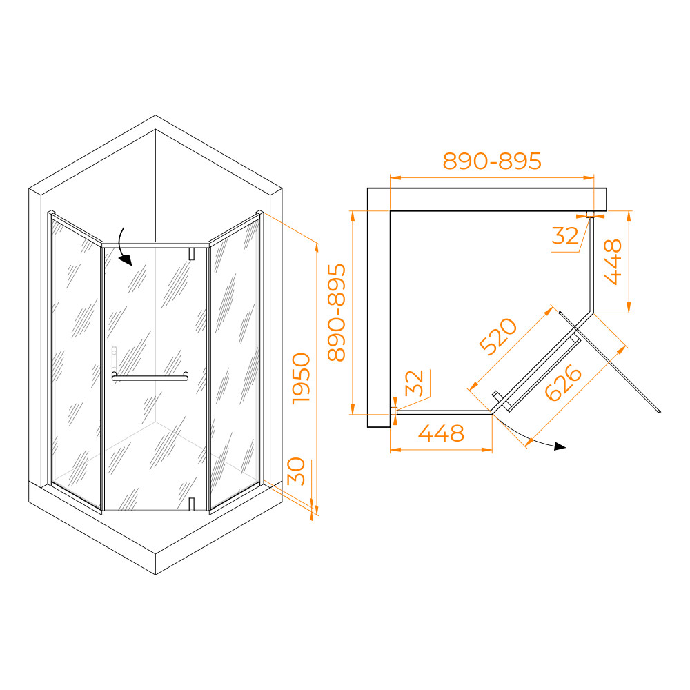 Душевой уголок RGW HO-084Gb 900x900