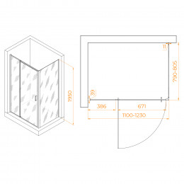 Душевой уголок RGW PA-078B (RGW PA-008B + Z-050-2B) 1100x800