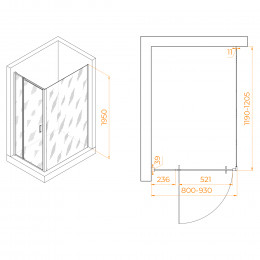 Душевой уголок RGW PA-078 (RGW PA-008 + Z-050-2) 800x1200