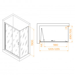 Душевой уголок RGW PA-142B (PA-21B+Z-050-5B) 1200x700