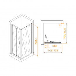 Душевой уголок RGW PA-142 (PA-21+Z-050-5) 700x800
