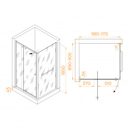 Душевой уголок RGW PA-44-1 (PA-02 + Z-060-1) 1000x900