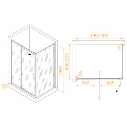 Душевой уголок RGW PA-44B (PA-02B + Z-050-1B) 1200x900