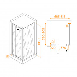 Душевой уголок RGW PA-44B (PA-02B + Z-050-1B) 700x800
