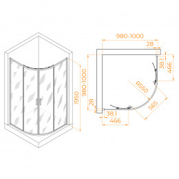 Душевой уголок RGW PA-52B 1000x1000