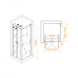 Душевой уголок RGW PA-144 (PA-104+Z-050-2+O-104) 600x700