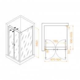 Душевой уголок RGW PA-144 (PA-104+Z-050-2+O-104) 900x1000