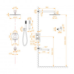 Душевая система скрытого монтажа RGW SP-55Gb