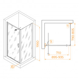 Душевой уголок RGW SV-145B  (SV-05B + Z-050-2B) 900x800