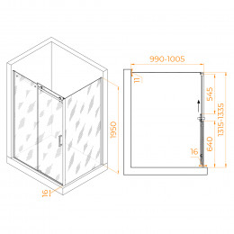 Душевой уголок RGW TO-44 (TO-14 + Z-050-2) 1300x1000