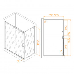 Душевой уголок RGW TO-44 (TO-14 + Z-050-2) 1600x900