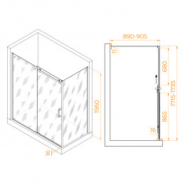 Душевой уголок RGW TO-44-1 (TO-14 + Z-060-2) 1700x900