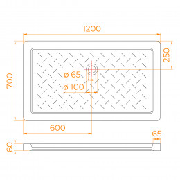 Поддон для душа прямоугольный керамический RGW CR (Глубина 35)  700x1200
