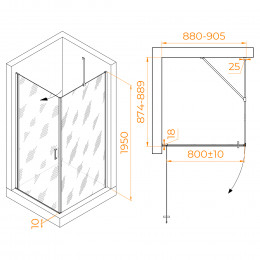 Душевой уголок RGW LE-034 (LE-003 + Z-14) 900x900