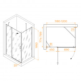 Душевой уголок RGW LE-044 (LE-004+Z-14) 1200x800