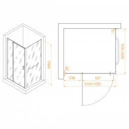 Душевой уголок RGW PA-078-1 (RGW PA-008 + Z-060-2) 1000x900