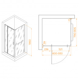 Душевой уголок RGW PA-078-1 (RGW PA-008 + Z-060-2) 800x800