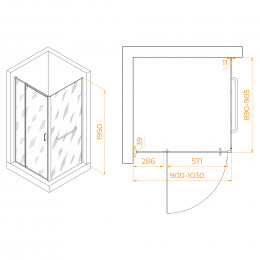 Душевой уголок RGW PA-078-1B (RGW PA-008B + Z-060-2B) 900x900