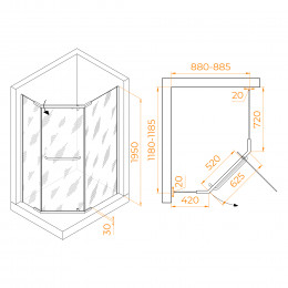 Душевой уголок RGW PA-091B 900x1200