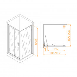 Душевой уголок RGW PA-132B (PA-21B+Z-050-5B) 900x900