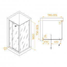 Душевой уголок RGW PA-32 (PA-02 + Z-050-1) 800x800