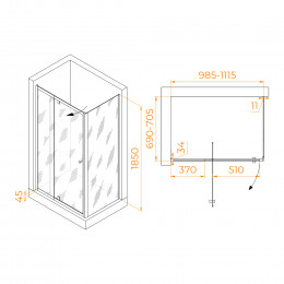 Душевой уголок RGW PA-44 (PA-02 + Z-050-1) 1000x700