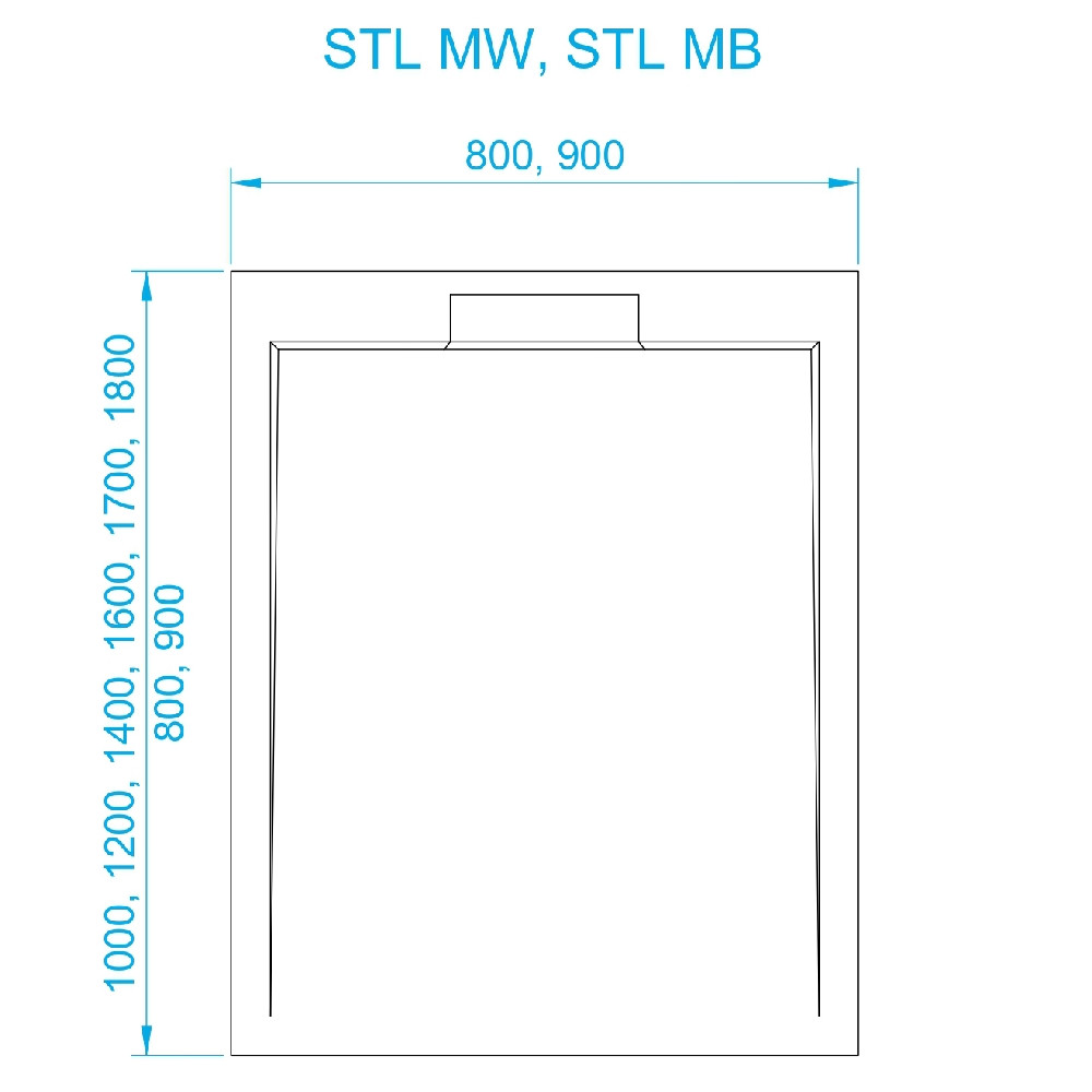 Душевой поддон прямоугольный RGW STL MB Черный мрамор  800x1600