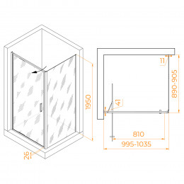 Душевой уголок RGW SV-145B  (SV-05B + Z-050-2B) 1000x900
