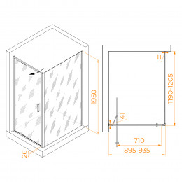 Душевой уголок RGW SV-145B  (SV-05B + Z-050-2B) 900x1200