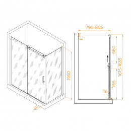 Душевой уголок RGW TO-44-1 (TO-14 + Z-060-2) 1600x800