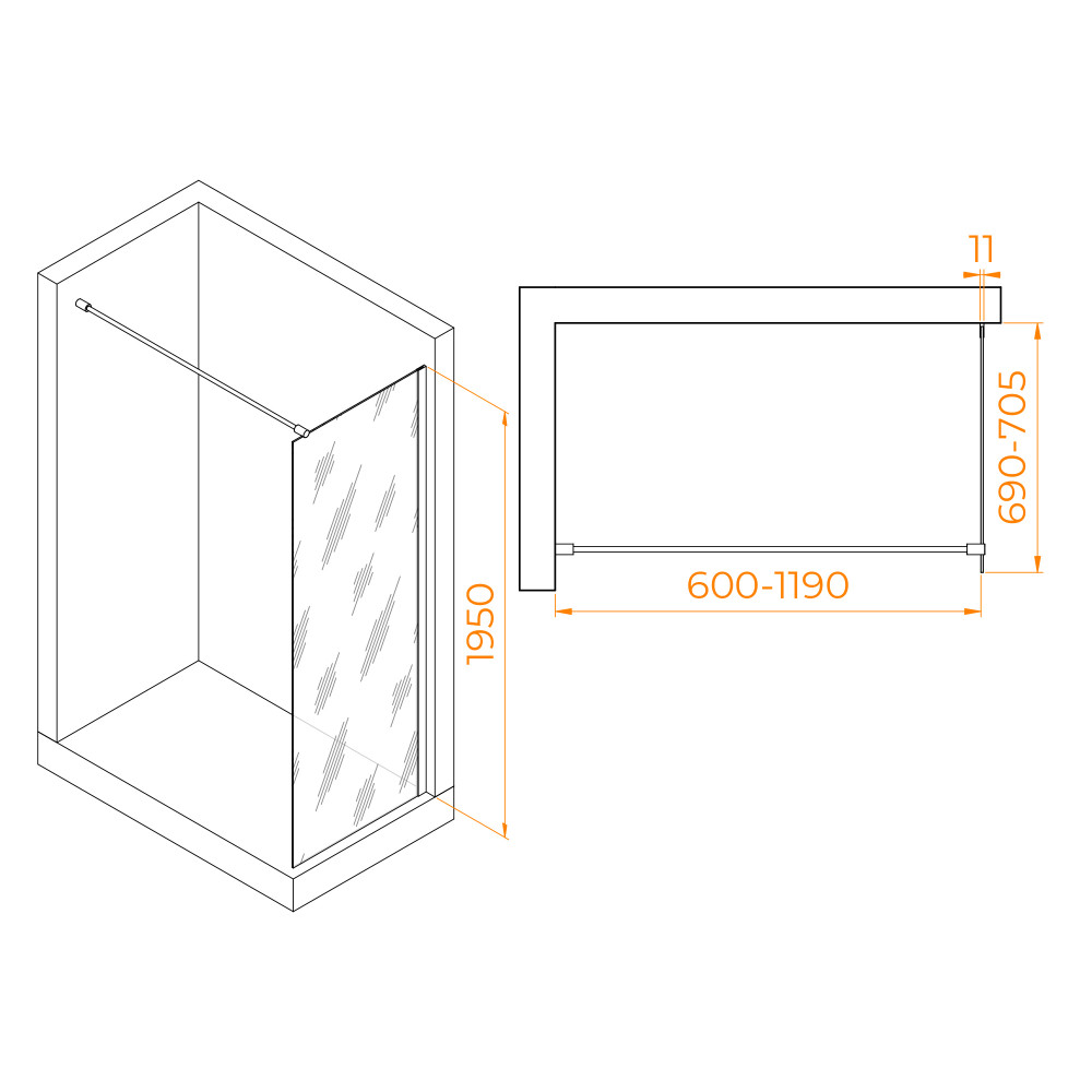 Душевая перегородка RGW WA-002G 700